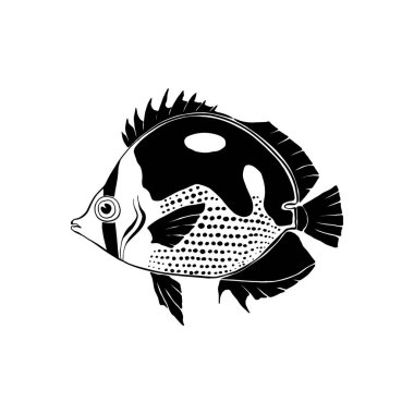 Okyanus ve Deniz, Botanik illüstrasyonu. Siyah mürekkep, çizgi, karalama tarzı. 