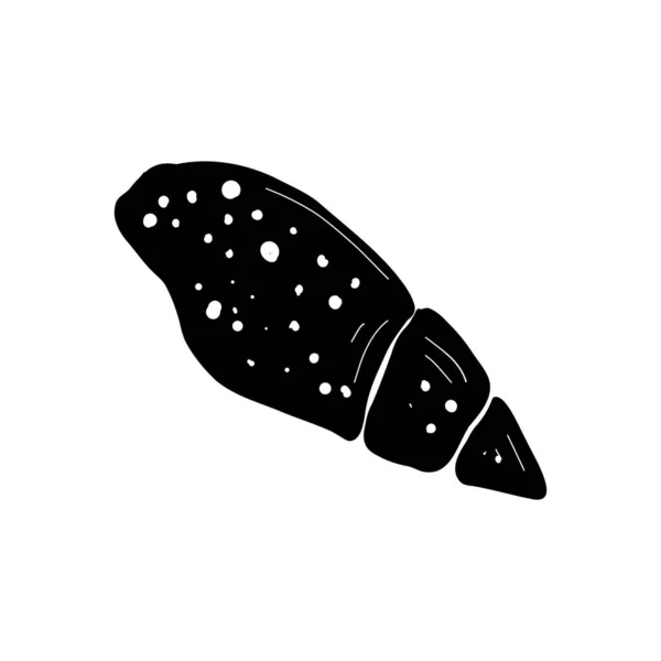 Óceán Tenger Botanika Illusztráció Fekete Tinta Vonal Firka Stílus — Stock Vector