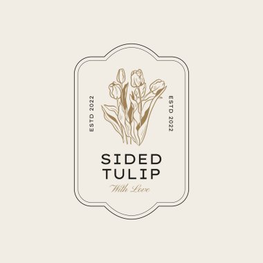 Markalaşma için klasik çiçek logosu şablonu çizimi