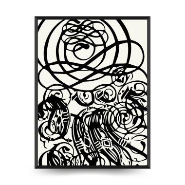 Abstract floral posters template. Modern Botanical trendy black style. Vintage flowers. Ink wall  art.