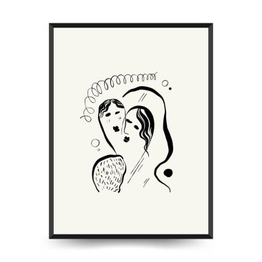 Abstract floral posters template. Modern Botanical trendy black style. Vintage flowers. Ink wall  art.