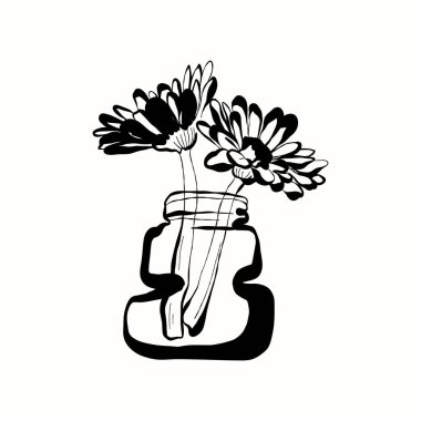 Soyut çağdaş orta yüzyıl modern mürekkep boho siyah çizimi. El çizimi trend vektör posterleri, yazdırma çizimleri.