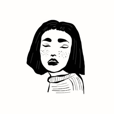 Soyut çağdaş orta yüzyıl modern mürekkep boho siyah çizimi. El çizimi trend vektör posterleri, yazdırma çizimleri.