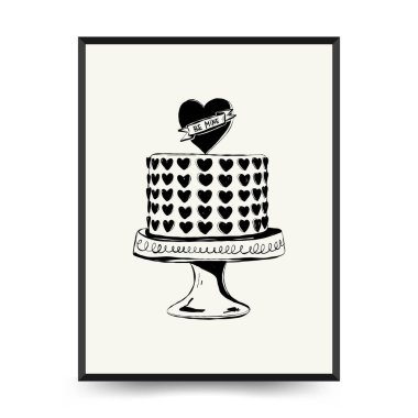Modern Valentine's day vertical flyer or poster template. Love hand drawn trendy illustration.