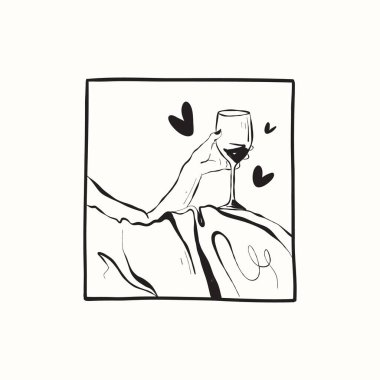 Saint Valentine's day hand drawn trendy vector illustration. Love card design. Cute doodle romantic. Romantic poster, greeting banner, trendy t-shirt print