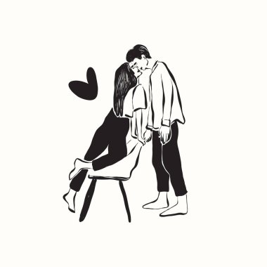 Saint Valentine's day hand drawn trendy vector illustration. Love card design. Cute doodle romantic. Romantic poster, greeting banner, trendy t-shirt print