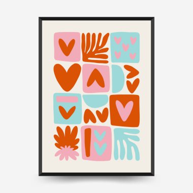 Modern Valentine's day vertical flyer or poster template. Love hand drawn trendy illustration.