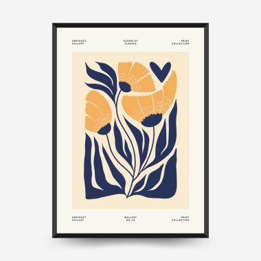 Modern Valentine's day vertical flyer or poster template. Love hand drawn trendy illustration.