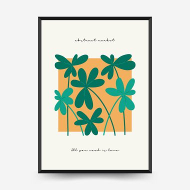 Modern Valentine's day vertical flyer or poster template. Love hand drawn trendy illustration.