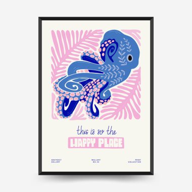 Abstract art posters template. Modern trendy Matisse minimal style. Pink, blue, yellow colors. Hand drawn design for wallpaper, wall decor, print, postcard, cover, template, banner. 