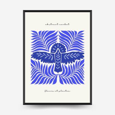 Abstract art posters template. Modern trendy Matisse minimal style. Pink, blue, yellow colors. Hand drawn design for wallpaper, wall decor, print, postcard, cover, template, banner. 