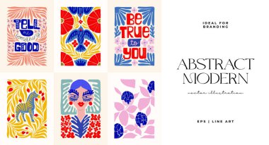 Abstract art posters template. Modern trendy Matisse minimal style. Pink, blue, yellow colors. Hand drawn design for wallpaper, wall decor, print, postcard, cover, template, banner. 