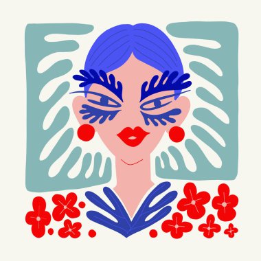 Abstract art posters template. Modern trendy Matisse minimal style. Pink, blue, yellow colors. Hand drawn design for wallpaper, wall decor, print, postcard, cover, template, banner. 