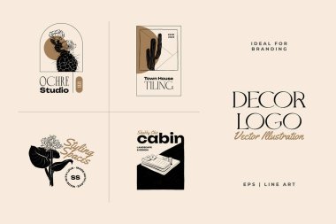 Landscape, interior, home decor, garden logo template illustration for branding