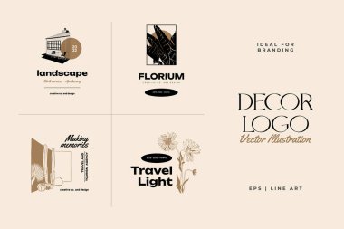 Landscape, interior, home decor, garden logo template illustration for branding