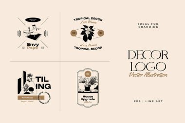 Landscape, interior, home decor, garden logo template illustration for branding