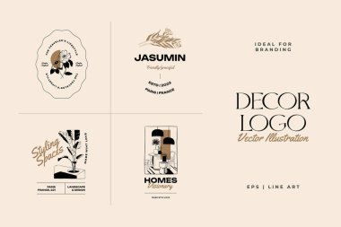 Landscape, interior, home decor, garden logo template illustration for branding