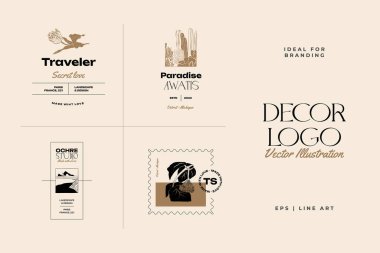Landscape, interior, home decor, garden logo template illustration for branding
