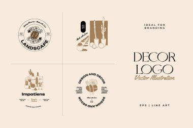 Landscape, interior, home decor, garden logo template illustration for branding