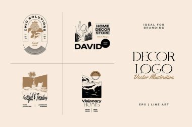 Landscape, interior, home decor, garden logo template illustration for branding