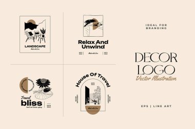 Landscape, interior, home decor, garden logo template illustration for branding