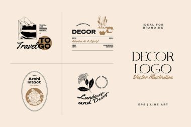Landscape, interior, home decor, garden logo template illustration for branding