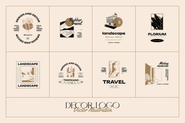 Landscape, interior, home decor, garden logo template illustration for branding