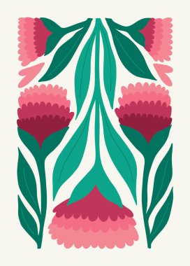 Modern Valentine's day vertical flyer or poster template. Love hand drawn trendy illustration.