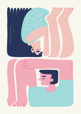 Modern Valentine's day vertical flyer or poster template. Love hand drawn trendy illustration.