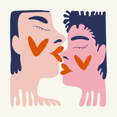 Modern Valentine's day vertical flyer or poster template. Love hand drawn trendy illustration.