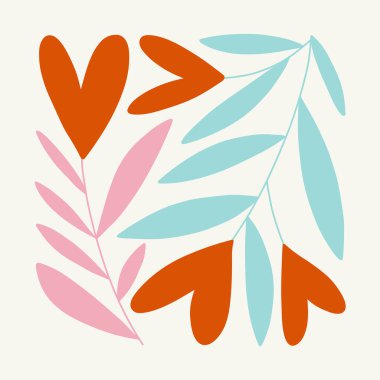 Modern Valentine's day vertical flyer or poster template. Love hand drawn trendy illustration.