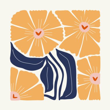 Modern Valentine's day vertical flyer or poster template. Love hand drawn trendy illustration.