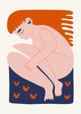 Modern Valentine's day vertical flyer or poster template. Love hand drawn trendy illustration.