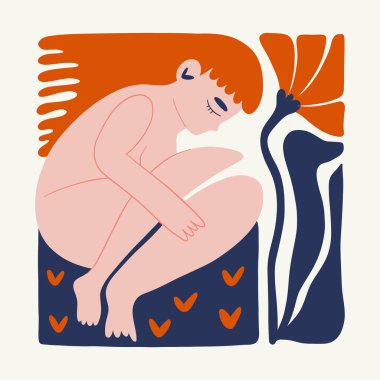 Modern Valentine's day vertical flyer or poster template. Love hand drawn trendy illustration.