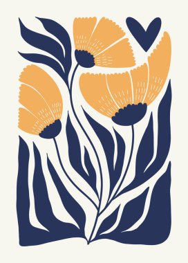 Modern Valentine's day vertical flyer or poster template. Love hand drawn trendy illustration.