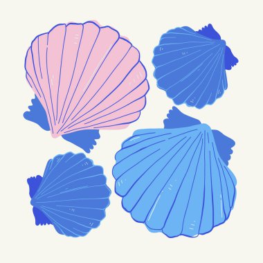 Su altı dünyası, okyanus, deniz, balık ve deniz kabukları dikey uçucu ya da poster şablonu. Modern trend Matisse minimal tarzı. Duvar kağıdı, duvar dekoru, baskı, kartpostal, kapak, şablon, pankart için el çizimi tasarımı.