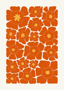 Çiçek soyut elementler. Botanik kompozisyonu. Modern trend Matisse minimal tarzı. Çiçek posteri, davet. Tebrik kartı veya davet tasarımı için vektör düzenlemeleri