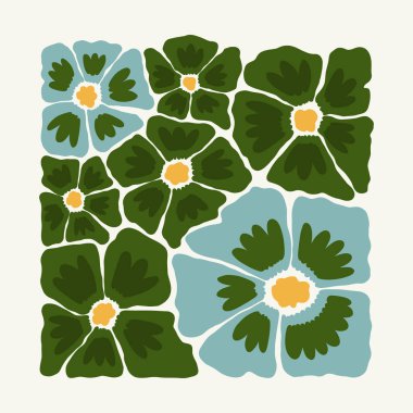 Çiçek soyut elementler. Botanik kompozisyonu. Modern trend Matisse minimal tarzı. Çiçek posteri, davet. Tebrik kartı veya davet tasarımı için vektör düzenlemeleri