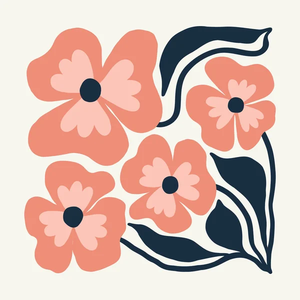 Elementos Abstractos Florales Composición Botánica Moderno Estilo Minimalista Matisse Moda — Vector de stock