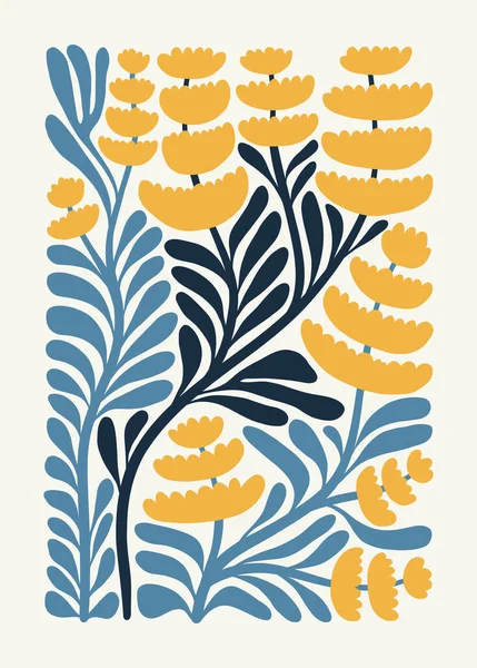 Florale Abstrakte Elemente Botanische Zusammensetzung Moderner Trendiger Matisse Minimal Stil — Stockvektor