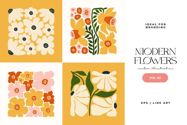 stock vector Floral abstract elements. Botanical composition. Modern trendy Matisse minimal style. Floral poster, invite. Vector arrangements for greeting card or invitation design