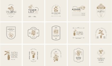 Markalaşma için klasik çiçek logosu şablonu çizimi