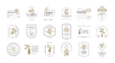 Markalaşma için klasik çiçek logosu şablonu çizimi