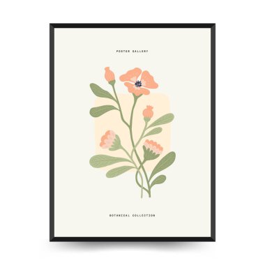 Soyut çiçek posterleri şablonu. Modern trend Matisse minimal tarzı. Şahane. Duvar kağıdı, duvar dekoru, baskı, kartpostal, kapak, şablon, pankart için el çizimi tasarımı. 