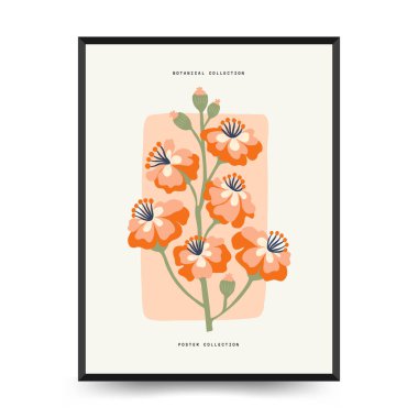 Soyut çiçek posterleri şablonu. Modern trend Matisse minimal tarzı. Şahane. Duvar kağıdı, duvar dekoru, baskı, kartpostal, kapak, şablon, pankart için el çizimi tasarımı. 