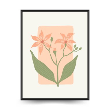Soyut çiçek posterleri şablonu. Modern trend Matisse minimal tarzı. Şahane. Duvar kağıdı, duvar dekoru, baskı, kartpostal, kapak, şablon, pankart için el çizimi tasarımı. 