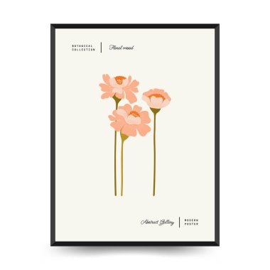 Soyut çiçek posterleri şablonu. Modern trend Matisse minimal tarzı. Şahane. Duvar kağıdı, duvar dekoru, baskı, kartpostal, kapak, şablon, pankart için el çizimi tasarımı. 