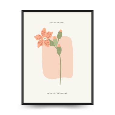 Soyut çiçek posterleri şablonu. Modern trend Matisse minimal tarzı. Şahane. Duvar kağıdı, duvar dekoru, baskı, kartpostal, kapak, şablon, pankart için el çizimi tasarımı. 