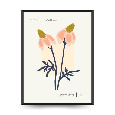 Soyut çiçek posterleri şablonu. Modern trend Matisse minimal tarzı. Şahane. Duvar kağıdı, duvar dekoru, baskı, kartpostal, kapak, şablon, pankart için el çizimi tasarımı. 