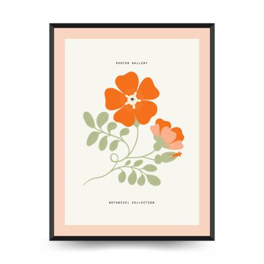 Soyut çiçek posterleri şablonu. Modern trend Matisse minimal tarzı. Şahane. Duvar kağıdı, duvar dekoru, baskı, kartpostal, kapak, şablon, pankart için el çizimi tasarımı. 